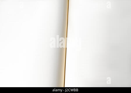 zwei weiße leere Seiten eines aufgeschlagenen Buches Stockfoto