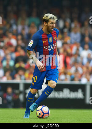 Leo Messi FC Barcelona in der Primera Division Spiel zwischen Valencia CF Vs FC Barcelona im Mestalla-Stadion, Valencia, am 22. Oktober 2016. Stockfoto