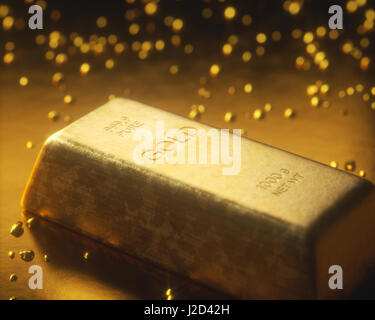 Goldbarren 1000 Gramm, in der Mitte des gold-Nuggets. Gold Exploration und Bergbau-Konzept. Stockfoto