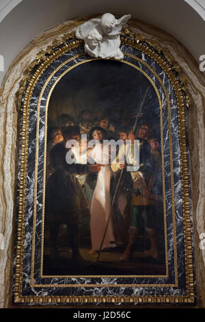 Gemälde "Verhaftung Jesu" (Prendimiento de Cristo) von dem spanischen Maler Francisco de Goya (1798) auf dem Display im Seitenaltar der Sakristei der Kathedrale von Toledo in Toledo, Spanien. Stockfoto