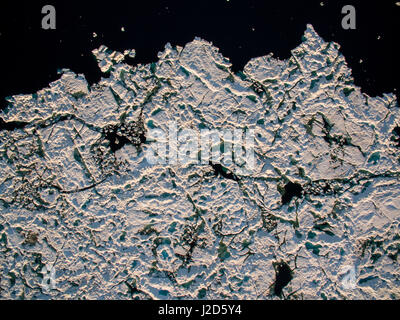 Kanada, Nunavut Territory, Repulse Bay, Luftaufnahme von schmelzenden Eisbergen schwebend in der Hudson Bay am Sommerabend Stockfoto