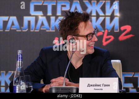 Moskau, Russland. 27. April 2017. US-amerikanischer Regisseur James Gunn besucht eine Pressekonferenz um seine Wächter des Galaxy Vol. 2-Films zu fördern. Bildnachweis: Victor Vytolskiy/Alamy Live-Nachrichten Stockfoto