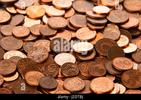 Hintergrund-Münzen. Euro-Münzen. Cent-Münzen. Euro-Cent. Stockfoto