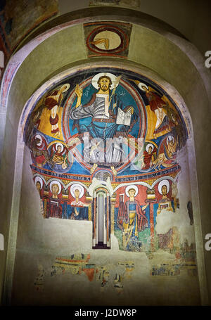 Die romanische Apsis der Sant Clement de Taull um 1123, Fresken romanische Kirche von Sant Clement de Taull, Vall de Boi, Alta Ribagorca, S Stockfoto