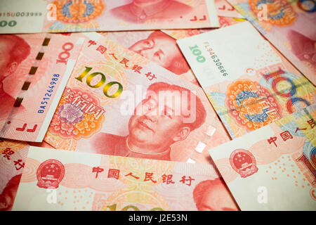 Chinesische Yuan-Banknote (Rmb oder Renminbi) Hintergrund strukturiert Stockfoto