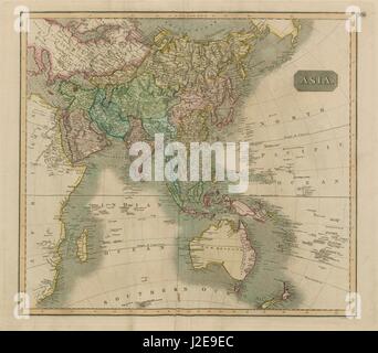 "Asien" auf gnomonischen Projektion. Phantom Los Jardines Inseln. THOMSON 1817 Karte Stockfoto