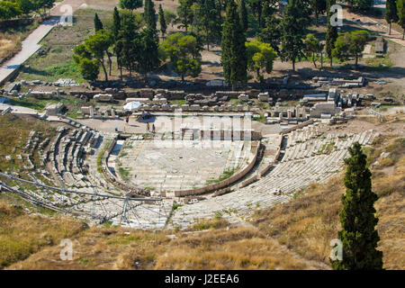 Theater des Dionysos Eleuthereus, eine große open-air-Theater aus dem 8. oder 9. C. v. Chr., am Südhang von der Athener Akropolis, Athen, Griechenland Stockfoto