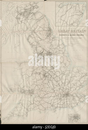 "Großbritannien mit der Eisenbahn...". MITGIFT. 4 Blätter. 133x95cm c1863 Karte Stockfoto