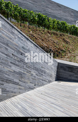 Portugal, Douro-Tal, Regua Quinta tun Vallado Weinberge, Weingut und Gästehaus der Corgo Fluss Konvergenz mit Douro. Quinta gehörte zu den legendären portugiesischen Winzer D. Antonia Adelaide Ferreira. Nach wie vor in Familienbesitz. (Nur zur redaktionellen Verwendung) Stockfoto