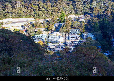 Berghütten in Thredbo Village, Mount Kosciuszko National Park, Australien Stockfoto