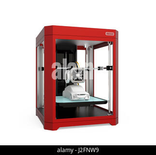 3D-Drucker isoliert auf weißem Hintergrund. 3D-Rendering Bild. Stockfoto
