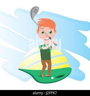 hübsche Frau Athlet Golf spielen Stock Vektor