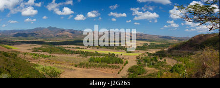 Blick auf das Valle de Los Ingenios Tal auf die Zuckerplantage, Kuba Stockfoto