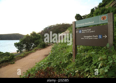 Wanderweg auf Barrenjoey Headland in Ku-Ring-Gai Chase National Park, Sydney, Australien. Stockfoto