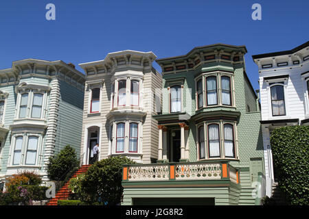 Viktorianische Architektur, Lower Pacific Heights, San Francisco, Kalifornien, USA Stockfoto