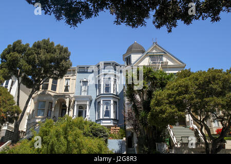 Viktorianische Architektur, Lower Pacific Heights, San Francisco, Kalifornien, USA Stockfoto