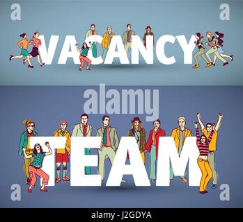 Gruppe-Team-Business-Leute und Worte. Stock Vektor