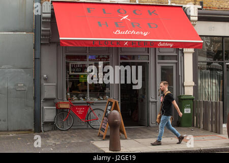 Fotografien von Bellenden Road in Peckham in Südlondon. Bellenden Road ist eine Straße mit hohen Niveaus von Gentrifizierung in Peckham. Immobilienpreise Stockfoto