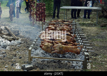 Bidonì, Sardinien. Ostermontag-Dorffest: Lamm Stockfoto