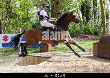 BURNHAM MARKET, NORFOLK/ENGLAND - 15. April 2017: Burnham Markt International Horse Trials 2017 cross Country Veranstaltung Andrew Nicholson Stockfoto