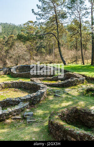 Castro de Borneiro archäologische Stätte in Galicien, Spanien. Stockfoto