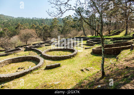 Castro de Borneiro archäologische Stätte in Galicien, Spanien. Stockfoto