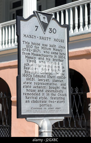 USA, South Carolina, Beaufort, Maxcy Rhett Haus Stockfoto