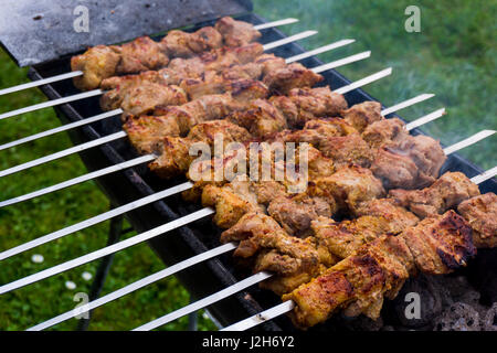 Gegrilltes mariniertes Kaukasus Grill Fleisch Schaschlik Stockfoto