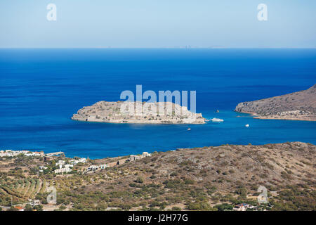 Insel Spinalonga in Kreta, Blick vom höchsten Punkt Stockfoto