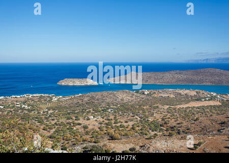 Insel Spinalonga in Kreta, Blick vom höchsten Punkt Stockfoto