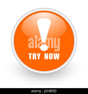 Versuchen Sie nun modernes Design glänzend orange Web-Symbol auf weißem Hintergrund. Stockfoto
