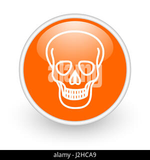 Schädel-modernes Design glänzend orange Web-Symbol auf weißem Hintergrund. Stockfoto