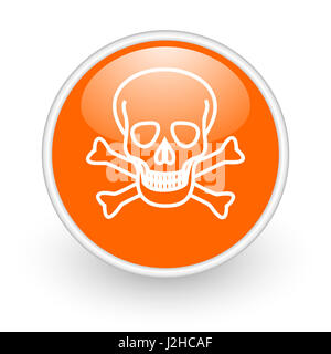 Schädel-modernes Design glänzend orange Web-Symbol auf weißem Hintergrund. Stockfoto