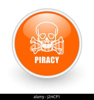 Piraterie Schädel modernes Design glänzend orange Web-Symbol auf weißem Hintergrund. Stockfoto