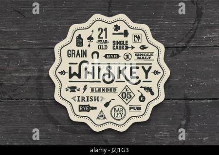 Untersetzer für Whiskey und Alkohol trinken Stock Vektor
