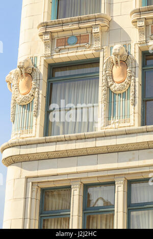 Walross Details auf die Arktis Gebäude, Kirschstraße, Pioneer Square Gegend, Seattle, WA Stockfoto