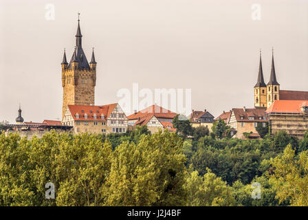 Mittelalterliche Skyline von Bad Wimpfen in Baden-Württemberg, Süddeutschland. Stockfoto