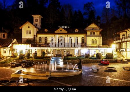 Altstadt von Szczawnica, Kurort in Nowy Targ County in geringerem Polen Woiwodschaft. XIX Jahrhundert Holzbaukunst in Szczawnica, Polan Stockfoto