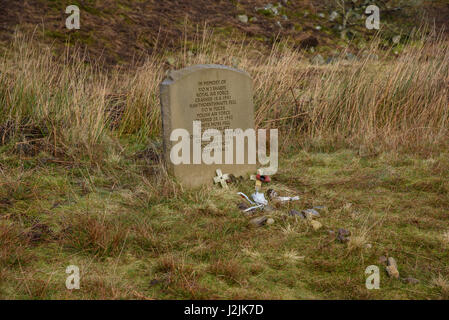 Denkmal Stein Flieger verstorbenen Abstürze bei Landgen und Sykes fiel während des zweiten Weltkriegs, Dunsop Bridge, Lancashire. Stockfoto