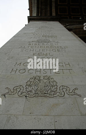 Namen, die auf den Arc De Triumph, Paris, Frankreich Stockfoto