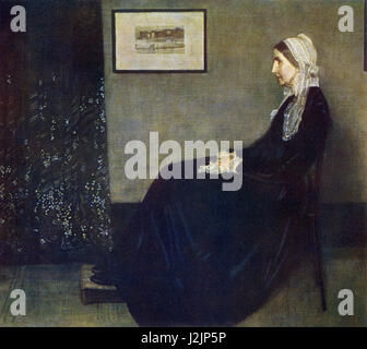 Dieses Gemälde mit dem Titel My Mother, erfolgte durch den amerikanischen Künstler James McNeill Whistler (1834-1903) in Lowell, Massachusetts geboren. Whistlers Stil verbindet die Weichheit und die "Atmosphäre" die französischen Impressionisten, die Tonwerte Velasquez und die hellen Harmonie der Japaner, mit seiner eigenen Individualität. Eine zarte Monotonie der Farben war seine Stärke, und mit sanften Farben erweicht er die Härte des Realismus die hauchdünne Visionen, wie Natur durch die Nebel zeigt, bevor die Sonne auf ihnen Wiedergabe vor jagt sie Weg. Also, seine Porträts, während überzeugend Stockfoto