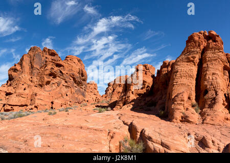 Roter Sandstein-Formationen im Valley of Fire State Park, Nevada, USA. Stockfoto