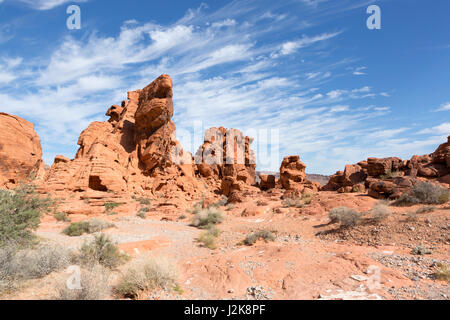 Roter Sandstein-Formationen im Valley of Fire State Park, Nevada, USA. Stockfoto