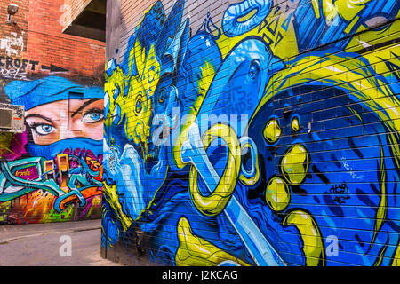 Croft Gasse Straßenkunst in Melbourne, Victoria, Australien Stockfoto