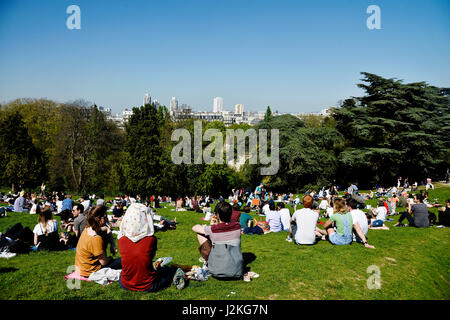 Parc des Buttes Chaumont, Paris 19., Frankreich Stockfoto