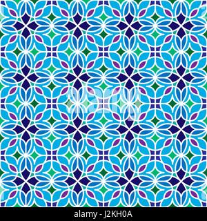 Bunte Blumen Mosaik Hintergrund im marokkanischen Stil. Vektor nahtlose wiederholendes Muster. Stock Vektor