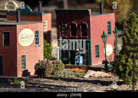 Felsenbucht Eisenbahn Ausstellung - North Carolina Arboretum, Asheville, North Carolina, USA Stockfoto