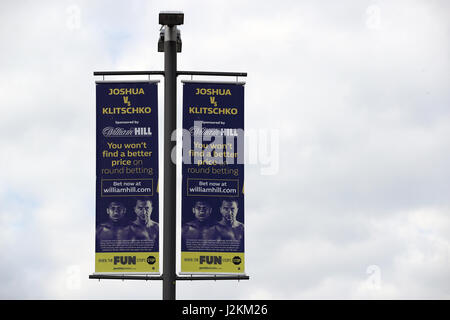 Signage Förderung Joshua V Klitschko im Wembley Stadium, London. PRESSEVERBAND Foto. Bild Datum: Samstag, 29. April 2017. PA-Geschichte-Boxen-London zu sehen. Bildnachweis sollte lauten: Nick Potts/PA Wire Stockfoto