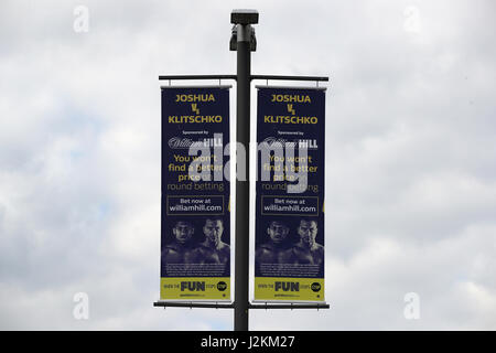 Signage Förderung Joshua V Klitschko im Wembley Stadium, London. PRESSEVERBAND Foto. Bild Datum: Samstag, 29. April 2017. PA-Geschichte-Boxen-London zu sehen. Bildnachweis sollte lauten: Nick Potts/PA Wire Stockfoto