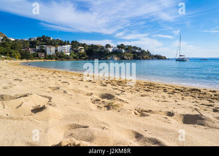 Petites Canyelles Strand in Roses, Costa Brava, Katalonien, Spanien Stockfoto